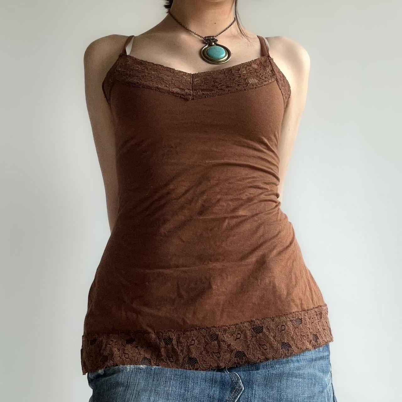 Brown lace fitted cami