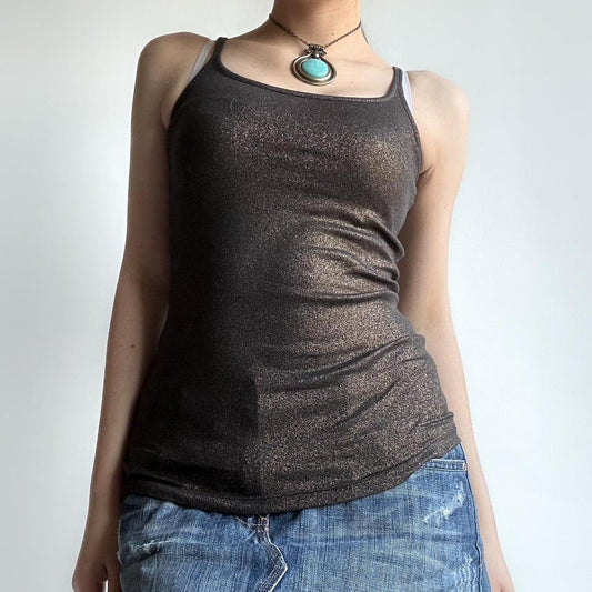 Black tank with a gold sheen