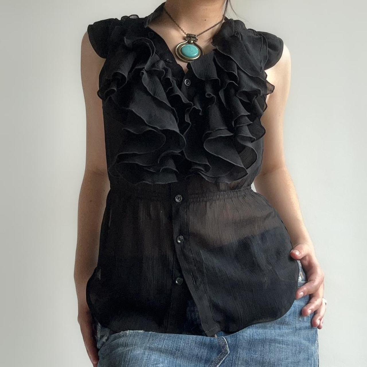 Black sheer button up blouse