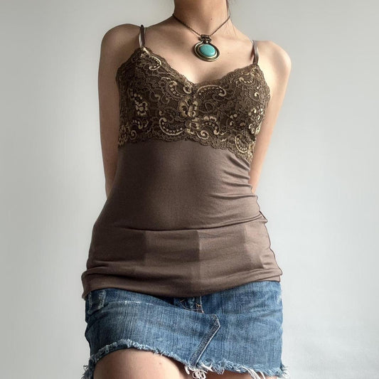 brown lace tank
