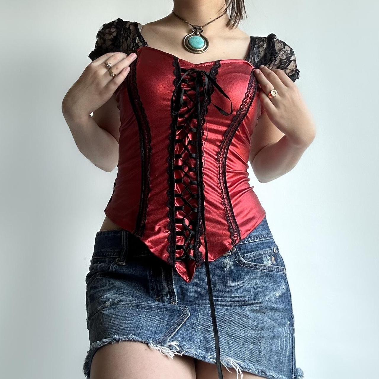 red and black corset top