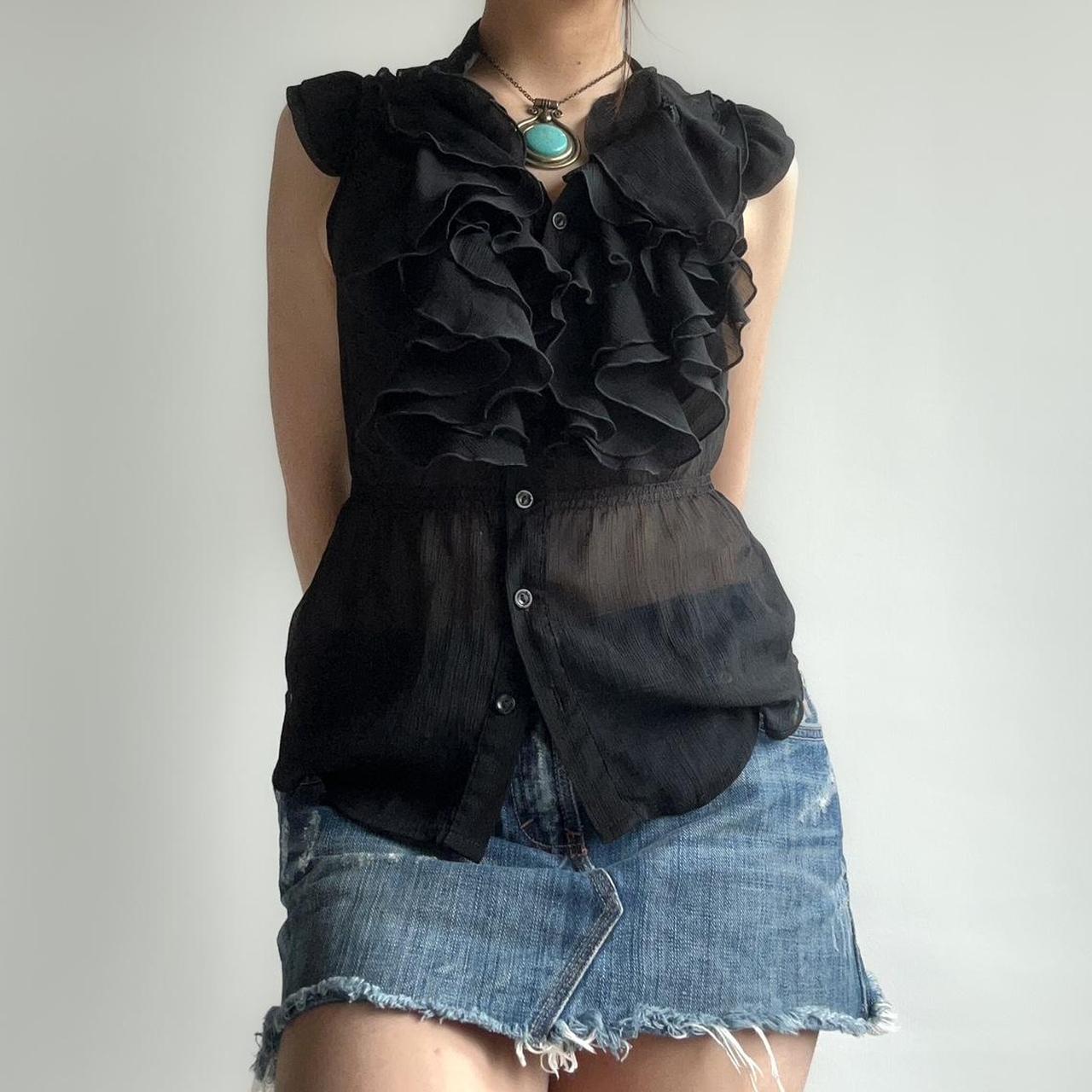 Black sheer button up blouse