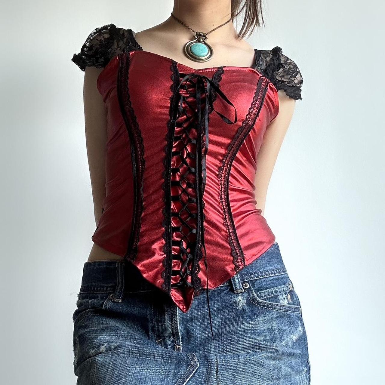 red and black corset top
