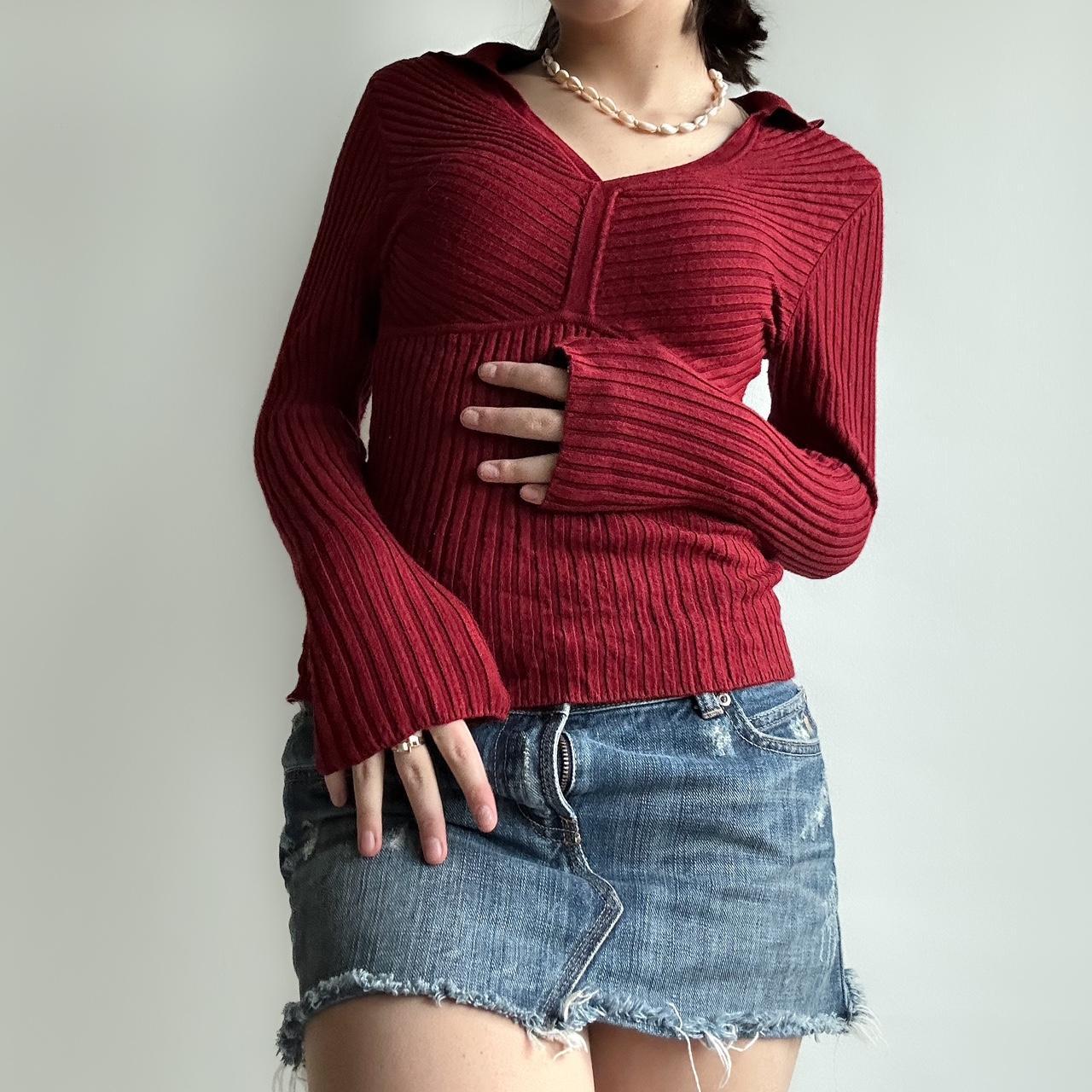 Long sleeve Y2K baby doll cut top