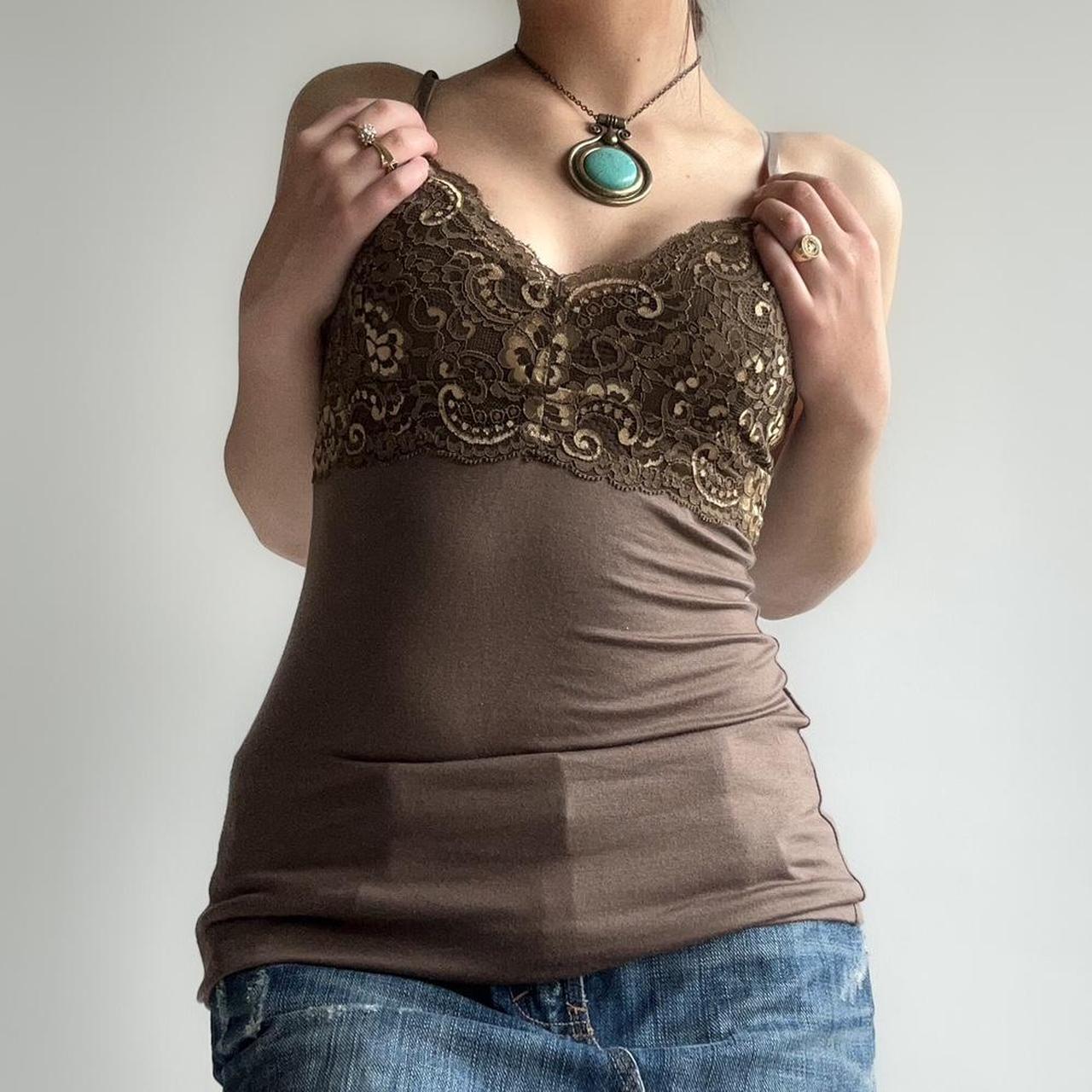 brown lace tank