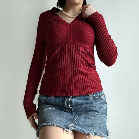 Long sleeve Y2K baby doll cut top