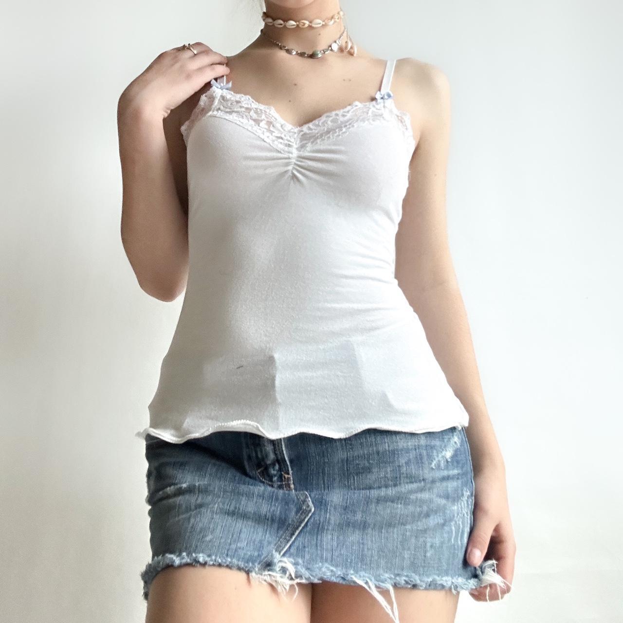 White lace lettuce hem cami