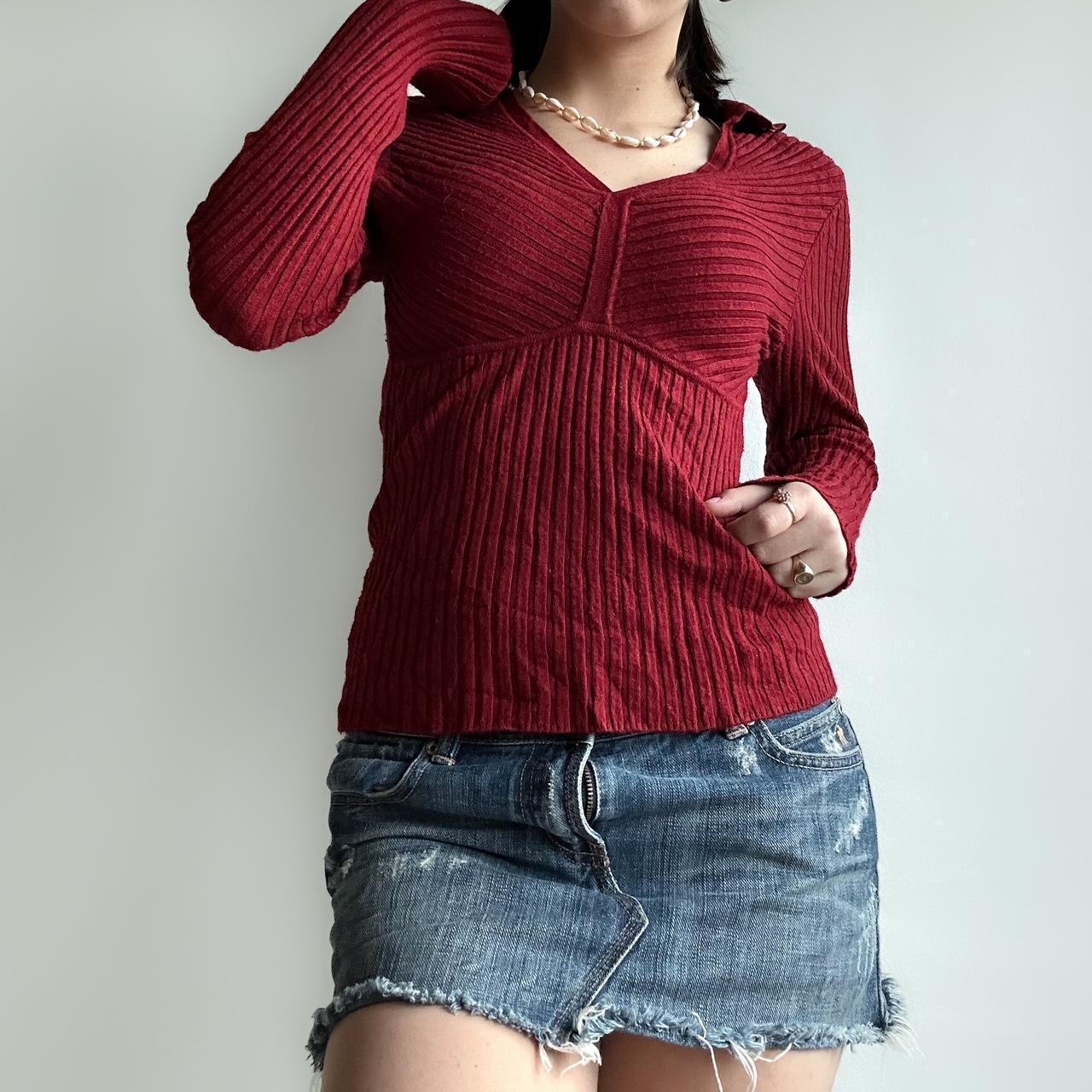 Long sleeve Y2K baby doll cut top